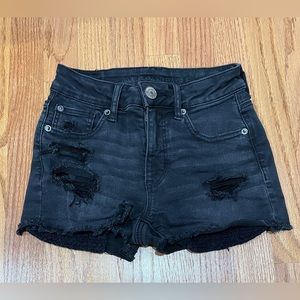Womens American Eagle Ripped Skinny Jean Shorts Frayed Bottoms Shorts Size 0